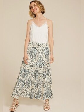 Maurices XL multi print High Rise maxi skirt NWT